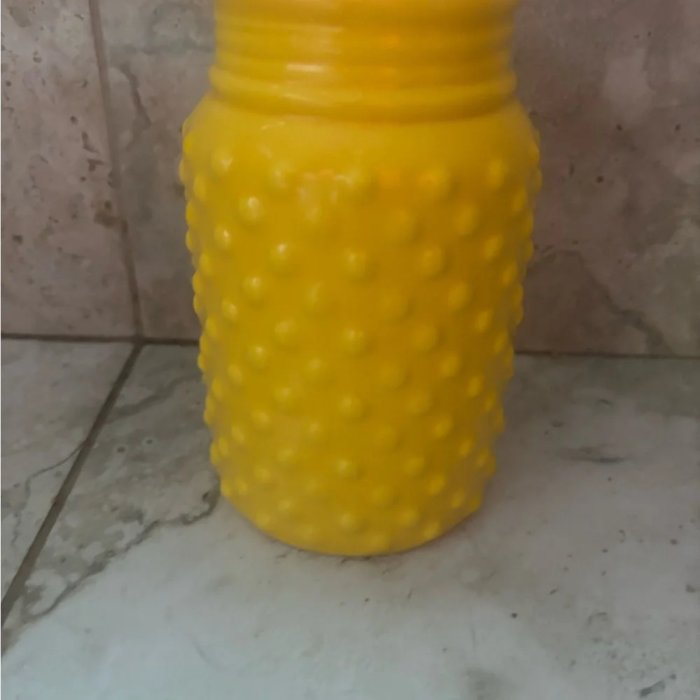 Yellow hobnail vase new